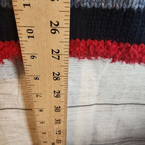 Breckenridge L red striped ramie wool blend vintage Y2K zip cardigan - Picture 6 of 7